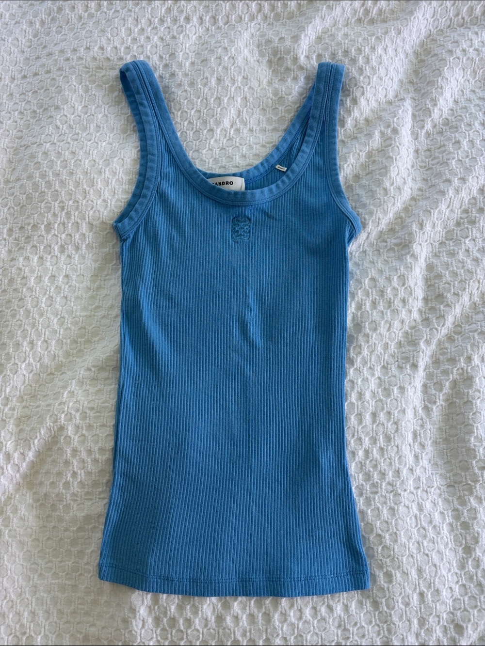 Sandro Ribbed Sky-Blue Tank Top